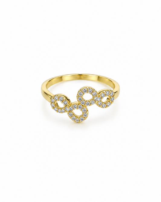 Anillo Doble Infinito con Circonias Oro 14K