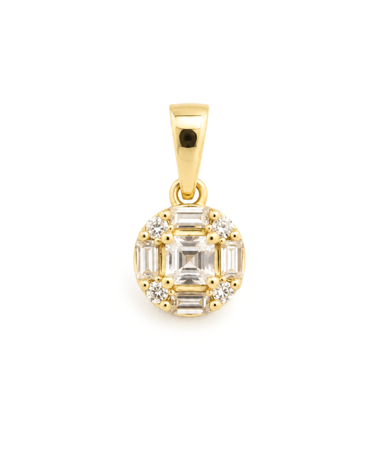 Dije circular con Circonias Baguette Oro 14K SKU: OR0712
