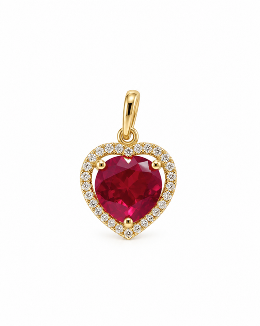 Dije Corazón Rojo con Circonias Oro 14K SKU: OR0714