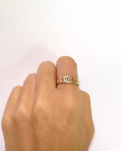 ANILLO FORMA DE CADENA  DE ORO 14K SKU: ORO114