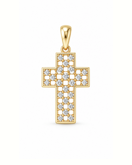 Dije de cruz de oro 14K con circonias SKU: ORO137