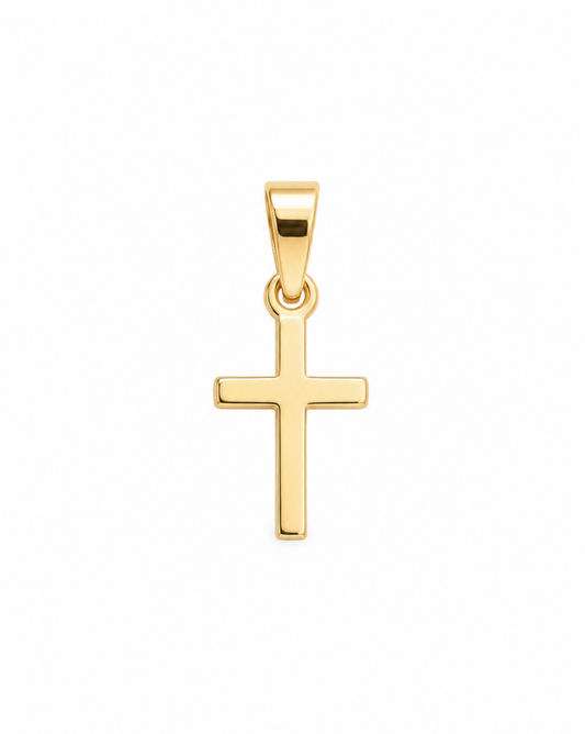 Dije de cruz pequeña lisa de oro 14K SKU: ORO156