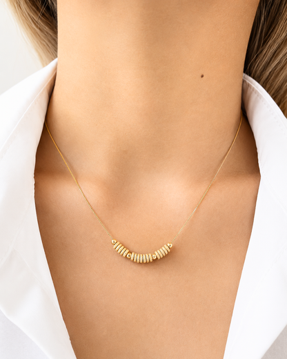 Cadena con cuentas y donitas de oro 14k   SUK: ORO200
