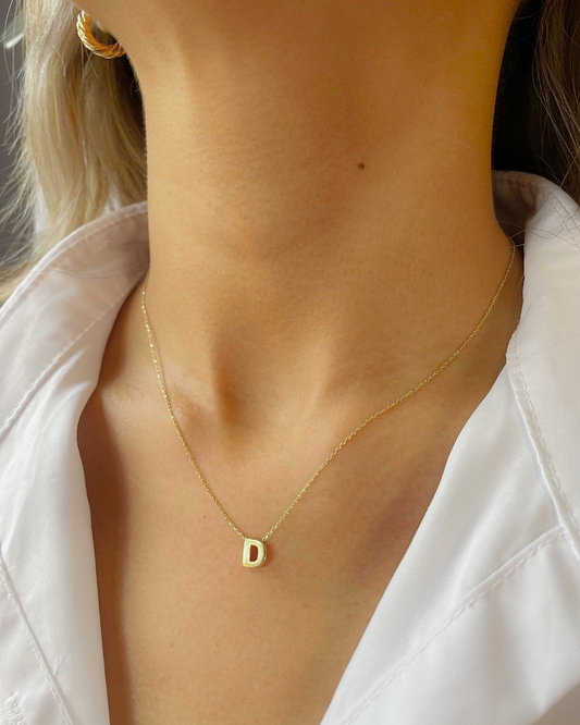 Cadena inicial  "D" lisa de oro 14k    SKU:ORO226