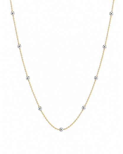 Cadena de ancla con esferas facatadas de oro blanco 14k SKU: ORO243