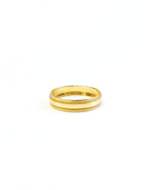 Argolla de matrimonio de oro amarillo 14k con diseño en marcado SKU: ORO96