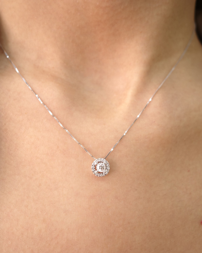 Collar de Oro blanco 14k con Diamantes SKU:OR0529
